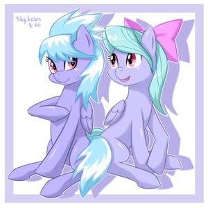 Rating: Safe Score: 0 Tags: 1:1 2012 border cloud_chaser_(mlp) duo e621 equid equine feathered_wings feathers female feral flitter_(mlp) friendship_is_magic hair hasbro long_hair looking_at_viewer mammal my_little_pony mythological_creature mythological_equine mythology pegasus purple_body purple_feathers red_eyes ribbons sibling_(lore) skykain smile tail twins_(lore) white_border wings User: bunchy7s