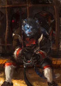 Rating: Safe Score: 0 Tags: armor black_hair blue_body blue_fur clothing digital_media_(artwork) digital_painting_(artwork) e621 felid front_view full-length_portrait fur gloves hair handwear headgear helmet hockey hockey_stick lex_kempo male mammal painting_(artwork) pantherine portrait racoonwolf solo sport tiger User: bunchy7s