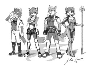Rating: Safe Score: 0 Tags: anthro canid canine e621 fan_character female fox fox_mccloud fur greyscale group hair hi_res jecbrush krystal_(star_fox) male mammal monochrome nintendo nora_leslie simple_background sketch star_fox tail white_background User: bunchy7s