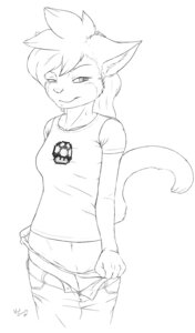Rating: Questionable Score: 0 Tags: 2011 aeris_(vg_cats) anthro bedroom_eyes bottomwear bottomwear_down breasts clothed clothing crotch_lines denim denim_bottomwear denim_clothing domestic_cat e621 felid feline felis female front_view hi_res ibengmainee jeans legs_together line_art looking_at_viewer mammal monochrome narrowed_eyes panties panties_down pants pants_down partially_clothed portrait raised_tail seductive shirt smile smirk solo standing t-shirt tail three-quarter_portrait topwear underwear underwear_down undressing vg_cats visual_commodity User: bunchy7s