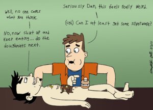 Rating: Explicit Score: 0 Tags: 2011 2boys black_hair blue_eyes brown_hair cheek_bulge chris_pearson clothed_male_nude_male cmnm completely_nude crossed_legs dan_(dan_vs) dan_vs. donut doughnut dressed erection facial_hair food food_play forced_oral gay green_eyes indoors inviting_to_sex lying lying_on_back male male_only mortalanonymous nantaimori nude nude_male on_table pancakes penis rule34 soul_patch tagme what yaoi User: bunchy7s