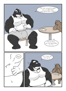 Rating: Questionable Score: 0 Tags: anthro aquatic bear biceps breakfast brown_body brown_fur bulge cetacean chair clothed clothing comic dialogue dolphin e621 english_text fur furniture growth hand_on_belly kitchen male mammal multicolored_body muscular muscular_anthro muscular_male navel oceanic_dolphin orca pecs plate sitting stupidgit table text toothed_whale User: bunchy7s