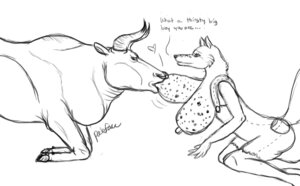 Rating: Questionable Score: 0 Tags: anthro bovid bovine breastfeeding breasts canid canine canis cattle clothing duo e621 farmer female feral ink_(paleface) interspecies mammal monochrome nipples overalls paleface suckling what wolf User: bunchy7s