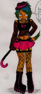 Rating: Safe Score: 0 Tags: alternative_fashion anthro bottomwear cane clothing dezi e621 eyewear fedora female glasses grandfathered_content hat headgear headwear hi_res j-fashion mammal opia skirt solo tail visual_kei User: bunchy7s