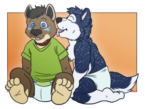 Rating: Questionable Score: 0 Tags: ageplay anthro blue_eyes clothing diaper duo e621 infantilism licking male moose_bmd roleplay simple_background sitting surprised tail tongue tongue_out white_diaper young young_anthro User: bunchy7s
