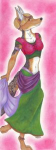 Rating: Safe Score: 0 Tags: anthro belly belly_dancer black-backed_jackal black_body black_fur blonde_hair canid canine canis clothed clothing dancing e621 female fur hair india indian jackal karja mammal solo tail traditional_media_(artwork) tribal User: bunchy7s