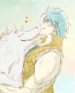 Rating: Safe Score: 0 Tags: 4:5 anthro battle_wolf blue_hair canid canine canis cloth digital_media_(artwork) duo e621 feral fur hair half-length_portrait human male mammal portrait side_view simple_background terry_cloth toriko toriko_(series) unavailable_at_source unknown_artist white_body white_fur wolf User: bunchy7s