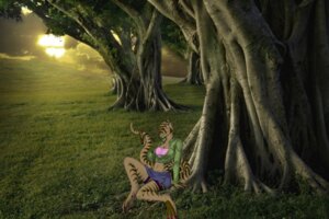 Rating: Safe Score: 0 Tags: 3:2 3_toes anthro arm_support barefoot biped blue_eyes bottomwear breasts claws clothing cloud colored_nails detailed_background dinosaur dromaeosaurid e621 feet female forest grass hi_res holding_tail looking_at_viewer nails nature non-mammal_breasts outside photo_manipulation plant predaguy prehistoric_species reptile saurischian scalie sharp_teeth sitting skirt sky smile solo stripes sun sunset tail teeth theropod third-party_edit toes tree velociraptor User: bunchy7s