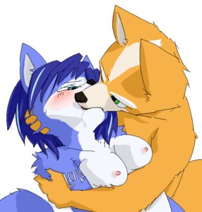 Rating: Questionable Score: 0 Tags: anthro blue_body blue_fur blue_hair bodily_fluids breasts canid canine canon_couple cgoma duo e621 female fox fox_mccloud french_kissing fur hair hug kissing krystal_(star_fox) male male/female mammal nintendo nipples saliva simple_background star_fox white_background white_body white_fur User: bunchy7s