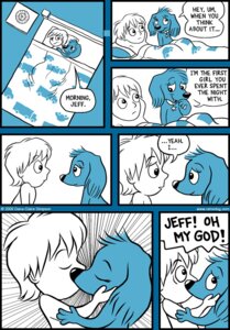 Rating: Questionable Score: 0 Tags: anthro bed blue_body blue_fur canid canine canis caught_in_the_act comic dana_simpson dialogue domestic_dog duo e621 english_text female fur furniture human human_on_anthro interspecies jeff_(rainedog) kissing male male/female mammal raine_(rainedog) rainedog text young User: bunchy7s