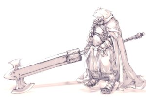 Rating: Safe Score: 0 Tags: armor canid canine canis cloak clothing e621 greatsword hi_res hitmaru hitomaru holding_melee_weapon holding_object holding_sword holding_weapon looking_away male mammal melee_weapon monochrome shadow simple_background slightly_chubby solo sword swordaxe warrior weapon white_background wolf User: bunchy7s