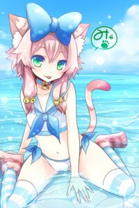 Rating: Safe Score: 0 Tags: 2:3 accessory animal_humanoid bell bikini blue_eyes bow_(feature) bow_accessory bow_ribbon breasts cat_humanoid clothed clothing collar crop_top e621 felid felid_humanoid feline feline_humanoid female flat_chested hair hair_accessory hair_bow hair_ribbon hi_res humanoid kuroki_mashiro legwear looking_at_viewer mammal mammal_humanoid midriff navel pink_hair ribbons shirt sitting skimpy solo stripes swimwear tail thigh_highs tight_clothing tongue tongue_out topwear two-piece_swimsuit wariza water User: bunchy7s