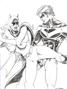 Rating: Explicit Score: 0 Tags: artist_request balls barbara_gordon batgirl batman_(series) belt bottomless breasts canon_couple cape clothed clothing dc dc_comics dick_grayson domino_mask female gloves human looking_at_another male mask medium_hair monochrome muscular muscular_male nightwing nipples open_mouth penis pussy raised_leg rule34 sex short_hair simple_background sketch standing straight tight_clothing vaginal_sex white_background User: bunchy7s