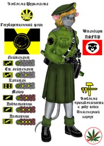 Rating: Safe Score: 0 Tags: anthro army bottomwear clothed clothing drugs e621 female fur furrevolt grey_body grey_fur jacket low_res mammal marijuana marijuana_leaf military mouse murid murine nazi plaguewraith rodent russian_text skirt solo tail text topwear translated User: bunchy7s