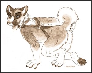 Rating: Questionable Score: 0 Tags: anthro butt canid canine canis domestic_dog e621 harness keovi male mammal pinup pose presenting presenting_hindquarters solo tail tattoo User: bunchy7s