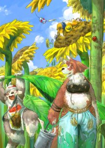 Rating: Safe Score: 0 Tags: anthro brown_body brown_fur brown_hair canid canine canis chest_tuft clothing cloud detailed_background domestic_dog e621 eyes_closed female flower fluffy fur grey_body grey_fur group hair male mammal outside overweight plant sky slightly_chubby sunflower tail tuft utsuki_maito white_body white_fur User: bunchy7s