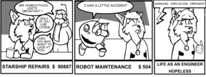 Rating: Safe Score: 0 Tags: 2002 alien anthro black_and_white bowman's_wolf canid canine canis clothed clothing comic dialogue digital_drawing_(artwork) digital_media_(artwork) duo_focus e621 english_text female florence_ambrose freefall_(webcomic) fur group hair helix_(freefall) machine male mammal maniac_wolfman monochrome red_wolf robot sam_starfall scarf shaded shaded_line_art speech_bubble text wolf User: bunchy7s