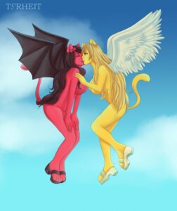 Rating: Questionable Score: 0 Tags: accessory angelina_onyx animal_humanoid blonde_hair blue_eyes bow_(feature) bow_accessory bow_ribbon breasts brown_hair cat_humanoid clothing cloud deity domestic_cat duo e621 eyes_closed feathered_wings feathers featureless_breasts felid felid_humanoid feline feline_humanoid felis female female/female flying footwear hair hair_accessory hair_bow hair_ribbon hi_res humanoid kissing licking licking_lips long_hair mammal mammal_humanoid membrane_(anatomy) membranous_wings natasha_onyx nude one_eye_closed outside red_body ribbons sandals self_lick shoes side_boob sky skyscape tail tongue tongue_out torheit-die-katze white_body white_feathers winged_humanoid wings wink yellow_body User: bunchy7s
