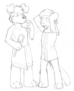 Rating: Safe Score: 0 Tags: anthro armpit_hair body_hair brush canid canine canis domestic_cat domestic_dog duo e621 felid feline felis female flat_chested grape_jelly_(housepets!) graphite_(artwork) housepets! male mammal monochrome peanut_butter_(housepets!) rick_griffin simple_background sketch standing tail towel towel_on_head towel_only traditional_media_(artwork) white_background User: bunchy7s
