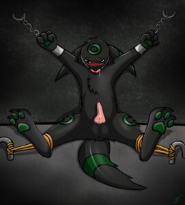 Rating: Explicit Score: 0 Tags: alternate_color anus ball_gag balls bdsm blush bodily_fluids bondage bound chain cuff_(restraint) drooling e621 eeveelution erection feet gag gagged generation_2_pokemon genitals hindpaw jerry_(therealphoenix) knot male nintendo nude paws penis pokemon pokemon_(species) restraints rope saliva shackles sitting solo submissive submissive_male tail therealphoenix umbreon User: bunchy7s
