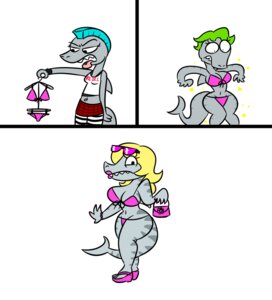 Rating: Questionable Score: 0 Tags: anthro aquatic big_breasts bikini bimbofication breasts clothed clothing crop_top e621 eyewear female fish front-tie_bikini front-tie_clothing front-tie_swimwear midriff mohawk navel non-mammal_breasts rusheloc shark shirt solo sunglasses swimwear tied_bikini tied_clothing topwear transformation triangle_bikini two-piece_swimsuit User: bunchy7s