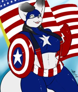 Rating: Safe Score: 0 Tags: 2014 american_flag anthro black_hair breasts captain_america cindy clothing cosplay digital_media_(artwork) e621 eyewear female flag fur glasses hair lagomorph leporid long_hair mammal marvel navel nightfaux open_mouth pose rabbit shield solo united_states_of_america white_body white_fur wide_hips yellow_eyes User: bunchy7s