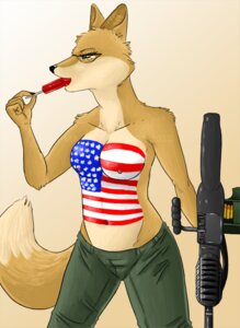 Rating: Questionable Score: 0 Tags: 2013 american_flag anthro biped bodypaint bottomwear breasts brown_eyewear canid canine clothed clothing digital_media_(artwork) e621 eyewear female fidchellvore flag_bodypaint fluffy fluffy_tail food fox glasses green_bottomwear green_clothing gun lt._fox_vixen machine_gun mammal nipples painted_breasts pants pince-nez popsicle ranged_weapon sek_studio simple_background solo squirrel_and_hedgehog standing sucking tail tight_bottomwear tight_clothing topless united_states_of_america weapon User: bunchy7s