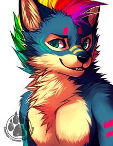 Rating: Safe Score: 0 Tags: 2012 ambiguous_gender anthro azureran blue_body blue_fur canid canine canis digital_media_(artwork) digital_painting_(artwork) e621 falvie fur hair mammal markings multicolored_hair painting_(artwork) rainbow_hair solo sparklefur wolf User: bunchy7s