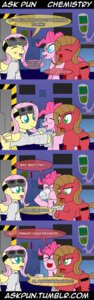 Rating: Safe Score: 0 Tags: 2013 anirichie ask_pun beaker brown_hair clothing comic cutie_mark dialogue doctor_adorable e621 earth_pony english_text equid equine eyewear fan_character feathered_wings feathers female feral fluttershy_(mlp) friendship_is_magic fur goggles green_eyes group hair hasbro hi_res horse humor hydrogen_peroxide inside joke laboratory laboratory_equipment laboratory_glassware mammal my_little_pony mythological_creature mythological_equine mythology pegasus pink_body pink_fur pink_hair pinkie_pie_(mlp) pony pun_pony quadruped scientific_instrument tail text tumblr water wings yellow_body yellow_feathers User: bunchy7s