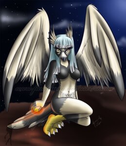 Rating: Questionable Score: 0 Tags: alannyth anthro avian beak bird breasts clothed clothing crouching e621 egyptian falcon falconid feathered_wings feathers featureless_breasts female hair hi_res long_hair looking_at_viewer magic magic_user markings navel night non-mammal_breasts nude outside shana sky solo star starry_sky tattoo topless watermark wings User: bunchy7s