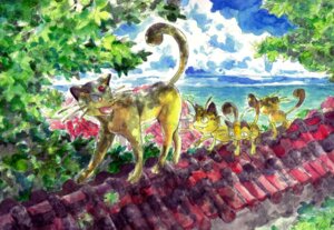 Rating: Safe Score: 0 Tags: ambiguous_gender detailed_background e621 family felid generation_1_pokemon good_parenting group mammal meowth nintendo on_roof persian_(pokemon) pijyon017 pokemon pokemon_(species) rooftop tail User: bunchy7s
