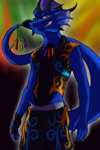 Rating: Safe Score: 0 Tags: anthro arcanasigal black_body black_skin blue_body blue_skin bottomwear claws clothed clothing countershading dragon e621 flame_pattern glowstick grey_eyes grin hi_res looking_at_viewer male mythological_creature mythological_scalie mythology noxior pose pupils rave reverse_countershading scalie shirt shorts simple_background slit_pupils smile solo tail teeth topwear User: bunchy7s
