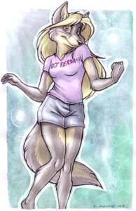 Rating: Safe Score: 0 Tags: 2003 anthro biped blonde_hair bottomwear breasts canid canine canis clothed clothing dingbat dj_kerda e621 female hair knock-kneed long_hair mammal shirt shorts solo tail topwear wolf User: bunchy7s