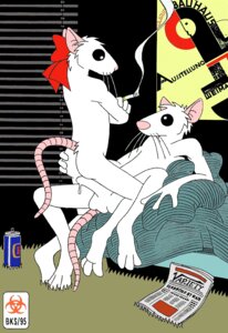 Rating: Explicit Score: 0 Tags: 1995 accessory alcohol alice_(biohazard) anthro anthro_on_anthro bauhaus_school bed beer beverage beverage_can biohazard_(artist) bob_(biohazard) bodily_fluids bow_(feature) bow_accessory bow_ribbon carpeted_floor cigarette cum duo e621 english_text erection female flat_chested food foster's_lager fur furniture genital_fluids genitals german_text hair_accessory hair_bow hair_ribbon inside joost_schmidt magazine male male/female mammal murid murine nude penis rat ribbons rodent sex tail text variety_(magazine) white_body white_fur User: bunchy7s