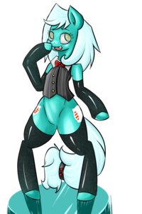Rating: Safe Score: 0 Tags: 2:3 anthro armwear biped bow_(feature) bow_tie chipped_tooth clothing cutie_mark e621 earth_pony elbow_gloves equid equine fan_character female fur gloves green_body green_eyes green_fur hair handwear hasbro hi_res horse latex legwear looking_away looking_up mammal multicolored_hair my_little_pony open_mouth pony ribbons simple_background smile softy_dream solo spiral spiral_eyes standing stockings tongue topwear two_tone_hair vest wergis white_background white_hair User: bunchy7s