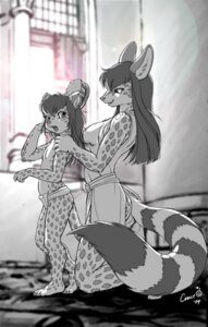 Rating: Safe Score: 0 Tags: 2004 anthro breasts brush clothed clothing dr_comet duo e621 female fur genet greyscale hair long_hair mammal markings monochrome mother_(lore) parent_(lore) ring_(marking) ringed_tail smile spot_color spots spotted_body spotted_fur striped_markings striped_tail stripes tail tail_markings underwear viverrid young young_anthro User: bunchy7s