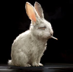 Rating: Safe Score: 0 Tags: 2010 aiba_ryosuke ambiguous_gender black_background cigarette cigarette_in_mouth digital_media_(artwork) e621 eyes_closed feet feral full-length_portrait fur lagomorph leporid mammal object_in_mouth portrait rabbit scut_tail shaded short_tail simple_background sitting smoking smorkin'_labbit snout solo tail toes white_body white_fur User: bunchy7s