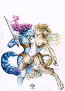 Rating: Questionable Score: 0 Tags: 2009 alectorfencer anthro anthro_on_anthro armor artist_logo blonde_hair breasts camel_toe cigarette clothed clothed_anthro clothed_female clothing duo e621 ear_piercing fangs felid female female/female female_anthro fur hair holding_melee_weapon holding_object holding_sword holding_weapon intraspecies jewelry logo mammal markings melee_weapon navel necklace nipples panties piercing pink_hair prehistoric_species ring_(marking) ringed_tail saber-toothed_tiger sabertooth_(anatomy) simple_background smile smoke smoking striped_body striped_fur striped_markings striped_tail stripes sword tail tail_markings teeth topless topless_anthro topless_female unconvincing_armor underwear weapon white_background User: bunchy7s
