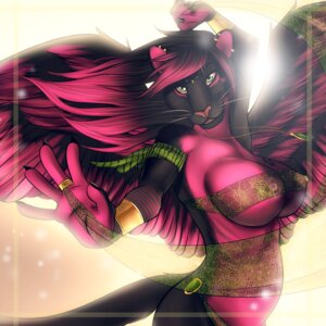 Rating: Questionable Score: 0 Tags: 1:1 2010 anthro black_body black_fur black_hair breasts clothing dancing e621 ear_piercing feathered_wings feathers felid female fur hair lens_flare long_hair mammal nipples piercing pink_body pink_hair rafflone ribbons solo sugarcat_(character) tail translucent translucent_clothing unavailable_at_source whiskers wings User: bunchy7s