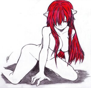 Rating: Questionable Score: 0 Tags: 2011 absurd_res bowsermiky breasts diclonius e621 elfen_lied female hair hair_over_eye hi_res horn humanoid kneeling looking_at_viewer lucy_(elfen_lied) not_furry nude one_eye_obstructed red_eyes red_hair signature simple_background solo white_background User: bunchy7s