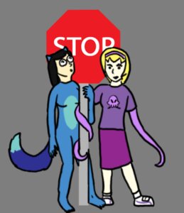 Rating: Questionable Score: 0 Tags: alpha_channel black_hair blonde_hair bottomwear clothed clothing costume duo e621 female fursuit grandfathered_content hair homestuck human humanoid humor jade_harley low_res mammal ms_paint_adventures not_furry_wearing_fursuit rose_lalonde simple_background skirt stop_sign tail tenebrais tentacles transparent_background unknown_species User: bunchy7s