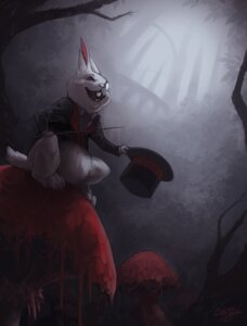 Rating: Safe Score: 0 Tags: 2010 alice_in_wonderland ambiguous_gender anthro bottomless cane centradragon clothed clothing detailed_background dutch_angle e621 eyewear fog forest fungus hat headgear headwear holding_clothing holding_hat holding_headgear holding_headwear holding_object lagomorph leporid mammal monocle mushroom outside plant rabbit solo the_white_rabbit top_hat topwear tree vest wood User: bunchy7s