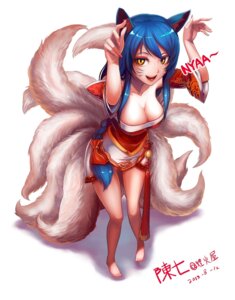 Rating: Questionable Score: 0 Tags: 2013 ahri_(lol) animal_humanoid blue_hair breasts canid canid_humanoid canine canine_humanoid chanseven cleavage clothed clothing e621 female fox fox_humanoid fox_tail hair hi_res humanoid league_of_legends looking_at_viewer mammal mammal_humanoid multi_tail paw_pose pose pupils riot_games simple_background slit_pupils solo tail tencent white_background yellow_eyes User: bunchy7s