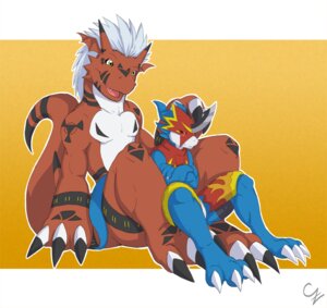 Rating: Safe Score: 0 Tags: 3_toes anthro armor bandai_namco belly biceps blue_body blue_skin blush claws clothing crossed_arms digimon digimon_(species) digital_hazard duo e621 fangs feet flamedramon growlmon hair larger_male looking_back male markings muscular open_mouth pecs red_body red_eyes red_skin scalie shirt sitting size_difference smaller_male spidersnax symbol tail teeth toe_claws toes tongue topwear white_belly white_body white_hair white_skin yellow_eyes User: bunchy7s
