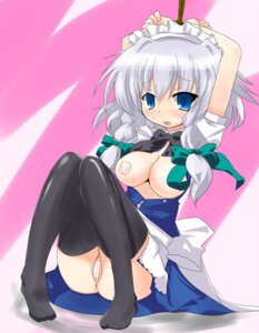 Rating: Questionable Score: 0 Tags: 1girls blue_eyes blush bondage braid breasts feet female footwear maebari maid ra_i rope rule34 sakuya_izayoi short_hair silver_hair socks solo thighhighs touhou twin_braids User: bunchy7s