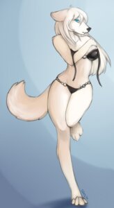 Rating: Safe Score: 0 Tags: anthro bikini blue_eyes canid canine canis clothed clothing e621 female fur long_legs looking_at_viewer mammal shestaroo skimpy solo swimwear tail two-piece_swimsuit undressing white_body white_fur wolf User: bunchy7s