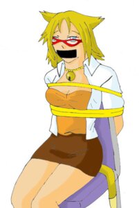 Rating: Explicit Score: 0 Tags: animal_ears arms_behind black_tape blonde_hair blue_eyes bondage cat_bell cat_ears cat_girl cat_tail catbell_necklace catgirl female gag gagged glasses necklace nekonome_shizuka rope rosario+vampire rule34 shirt short_hair sitting skirt tape_gag teacher User: bunchy7s