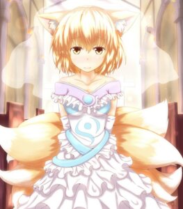 Rating: Safe Score: 0 Tags: animal_humanoid armwear bare_shoulders blonde_hair canid canid_humanoid canine canine_humanoid chair church clothing dress e621 elbow_gloves female fox fox_humanoid fox_tail furniture gloves hair handwear hi_res horokusa0519 humanoid looking_at_viewer mammal mammal_humanoid multi_tail ran_yakumo short_hair smile solo tail touhou veil wedding_dress white_clothing white_gloves white_handwear yellow_eyes User: bunchy7s