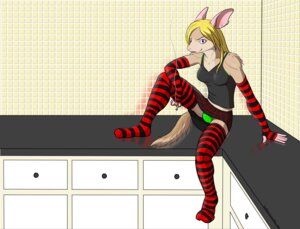 Rating: Questionable Score: 0 Tags: 2011 anthro armwear ballerina_mafia bandicoot bilby blonde_hair bottomwear breasts bulge clothed clothing concession detailed_background digital_media_(artwork) e621 elbow_gloves fingerless_gloves gloves gynomorph hair handwear hi_res inside intersex kitchen legwear male_(lore) mammal marsupial nx-42 piercing purple_eyes reclining skirt smoking solo stockings tail wallpaper zoe_(ballerina_mafia) User: bunchy7s