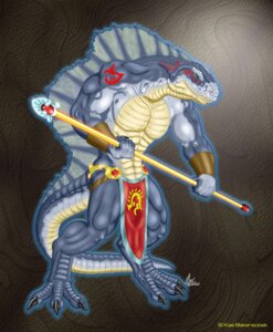 Rating: Safe Score: 0 Tags: 3_toes 5_fingers anthro arm_guards barefoot biceps biped bottomwear claws clothed clothing deity digitigrade dimetrodon e621 fangs feet fingers green_eyes grey_body grey_scales hi_res holding_object holding_weapon kaa_bakensobek loincloth male muscular muscular_anthro muscular_male pecs pelycosaur prehistoric_species scales scalie sharp_teeth solo sphenacodontid staff standing synapsid tail tattoo teeth toe_claws toes topless weapon User: bunchy7s